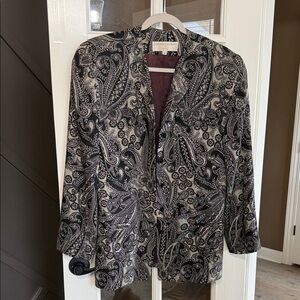 PSI Vintage Black & Grey Silk Paisley Blazer Jacket Size 10